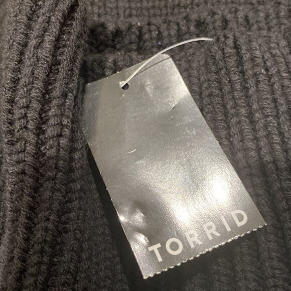 Torrid black leopard print pullover mock drop shoulder sweater - Picture 8 of 10